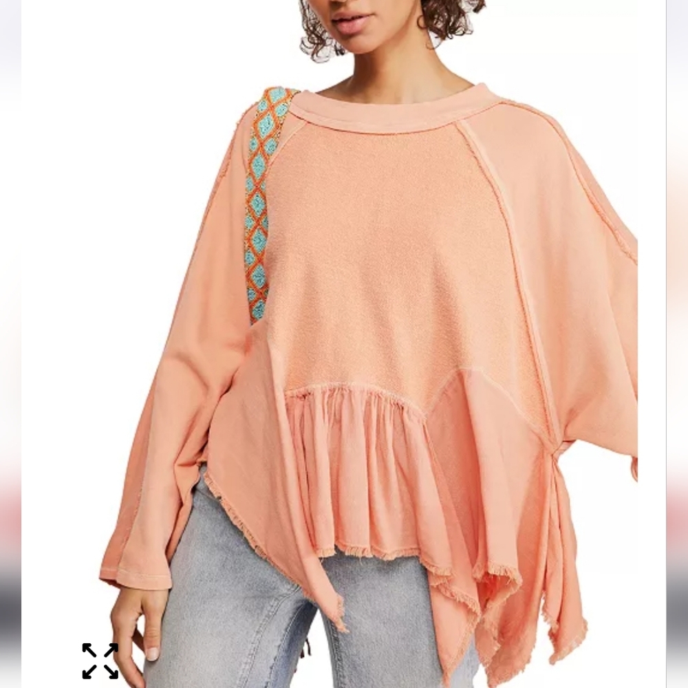 Free People Gold Duster Pullover Oversize Slouchy Asymmetric S Bermuda Sands NWT - Picture 8 of 14